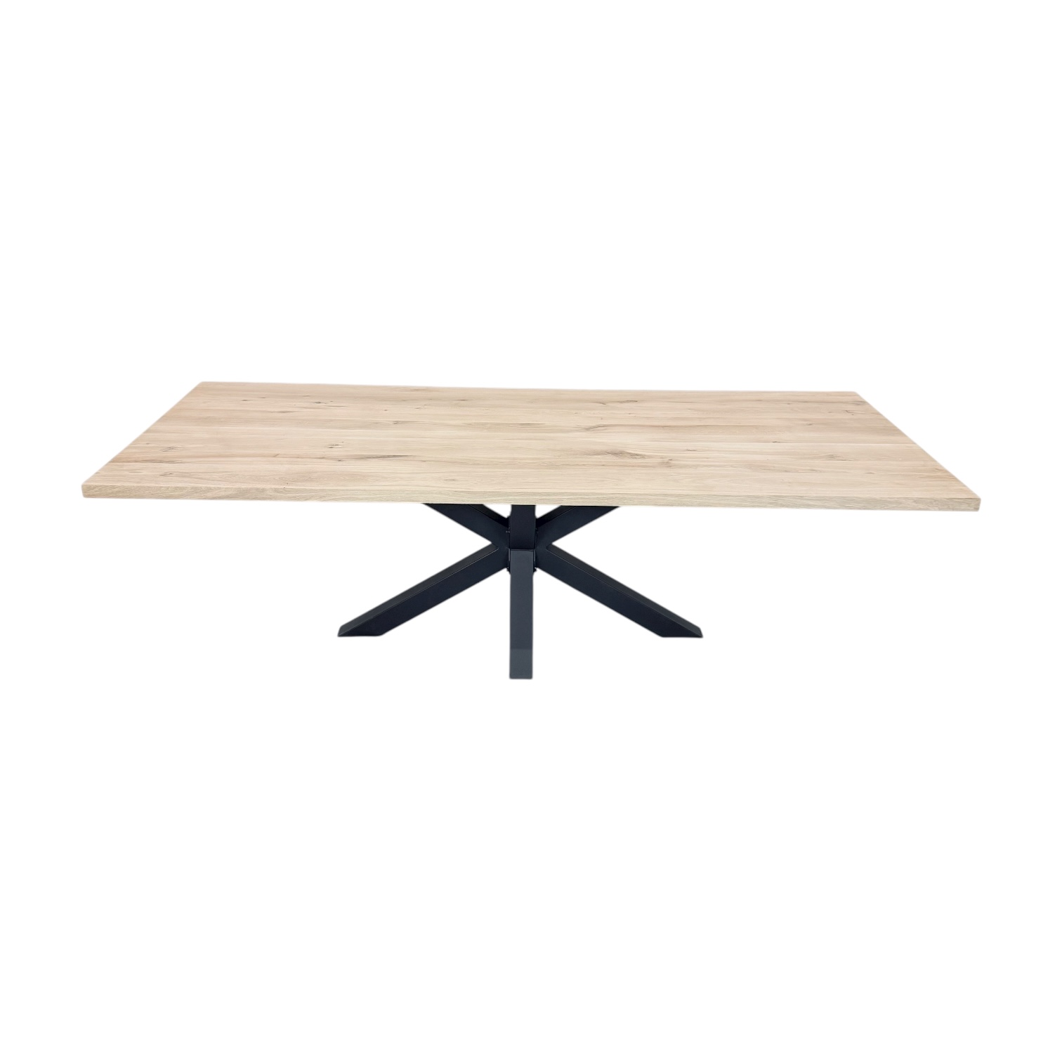 Massief eiken tafel recht met stalen matrix poot - Afbeelding 6