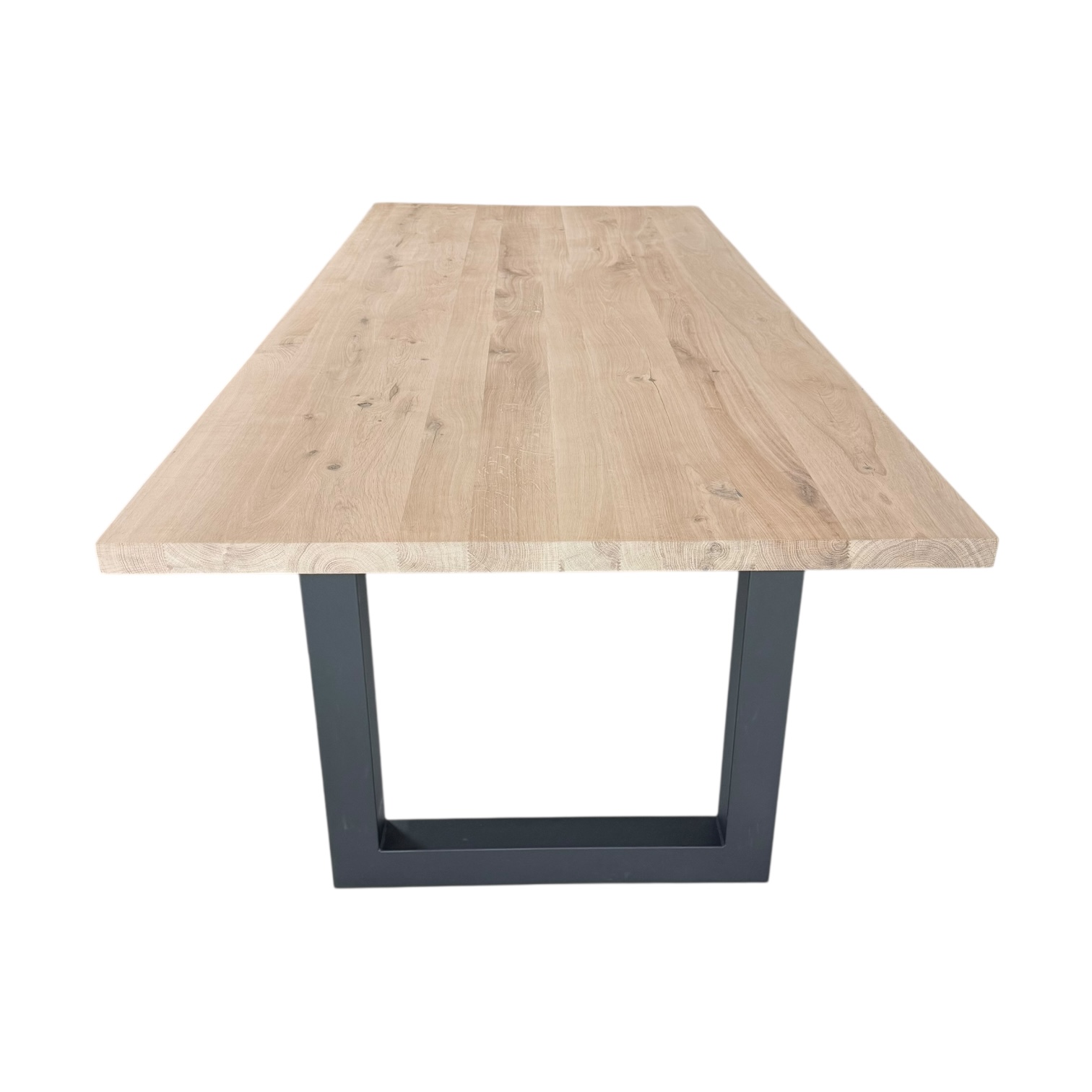 Massief eiken tafel recht met U-poten - Afbeelding 2