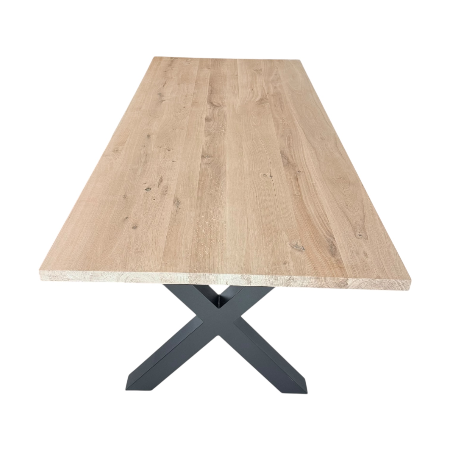 Massief eiken tafel recht met X-poten - Afbeelding 5