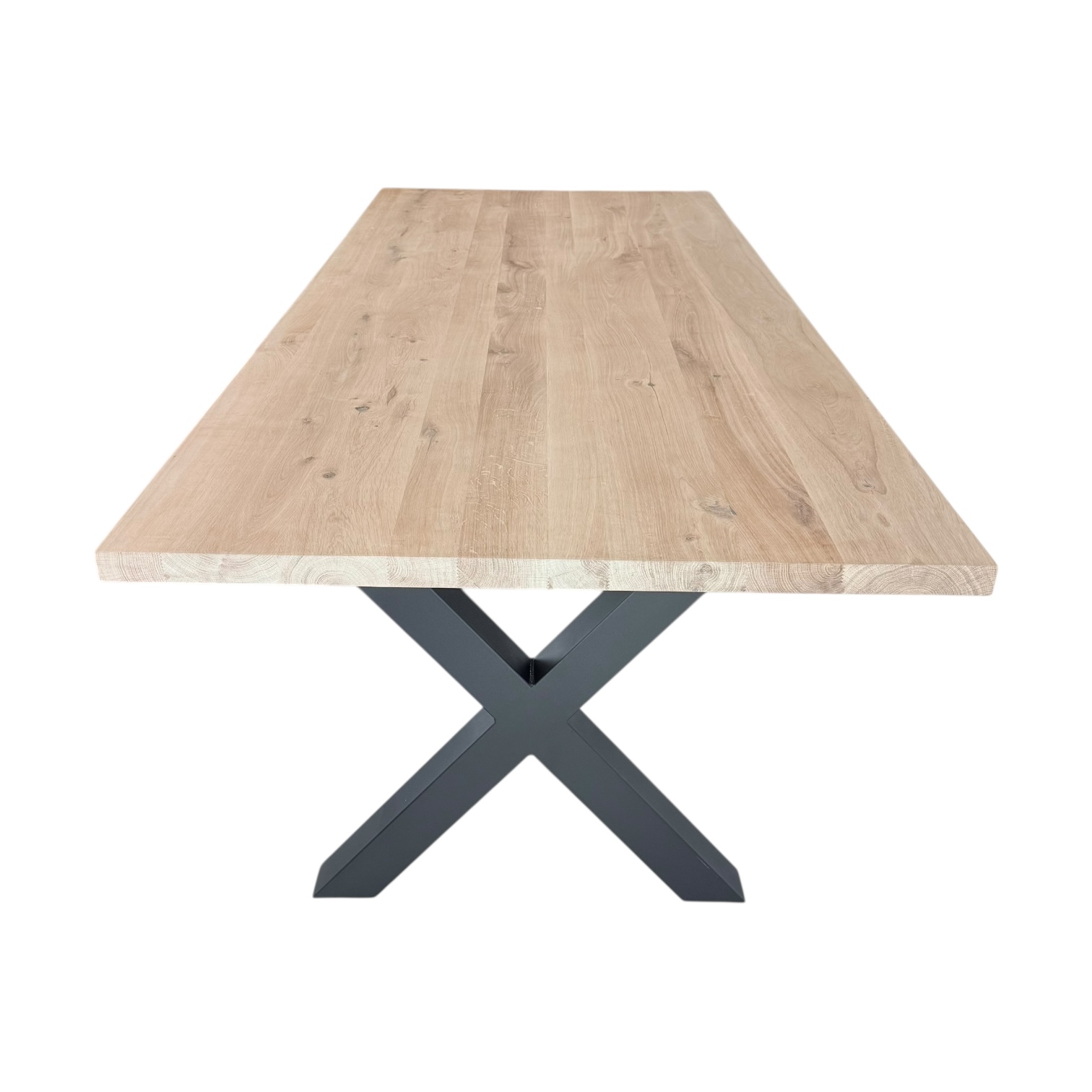 Massief eiken tafel recht met X-poten - Afbeelding 2