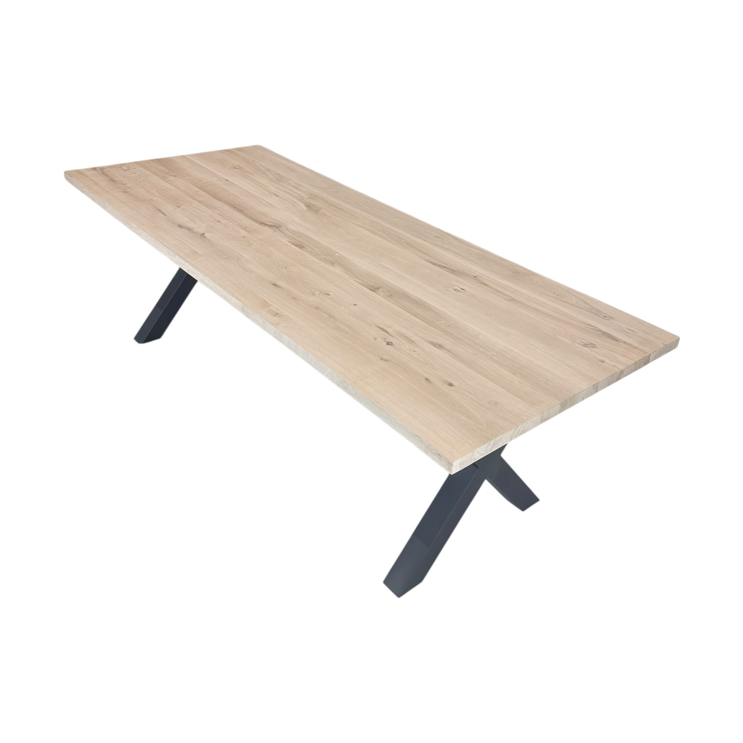 Massief eiken tafel recht met X-poten - Afbeelding 6