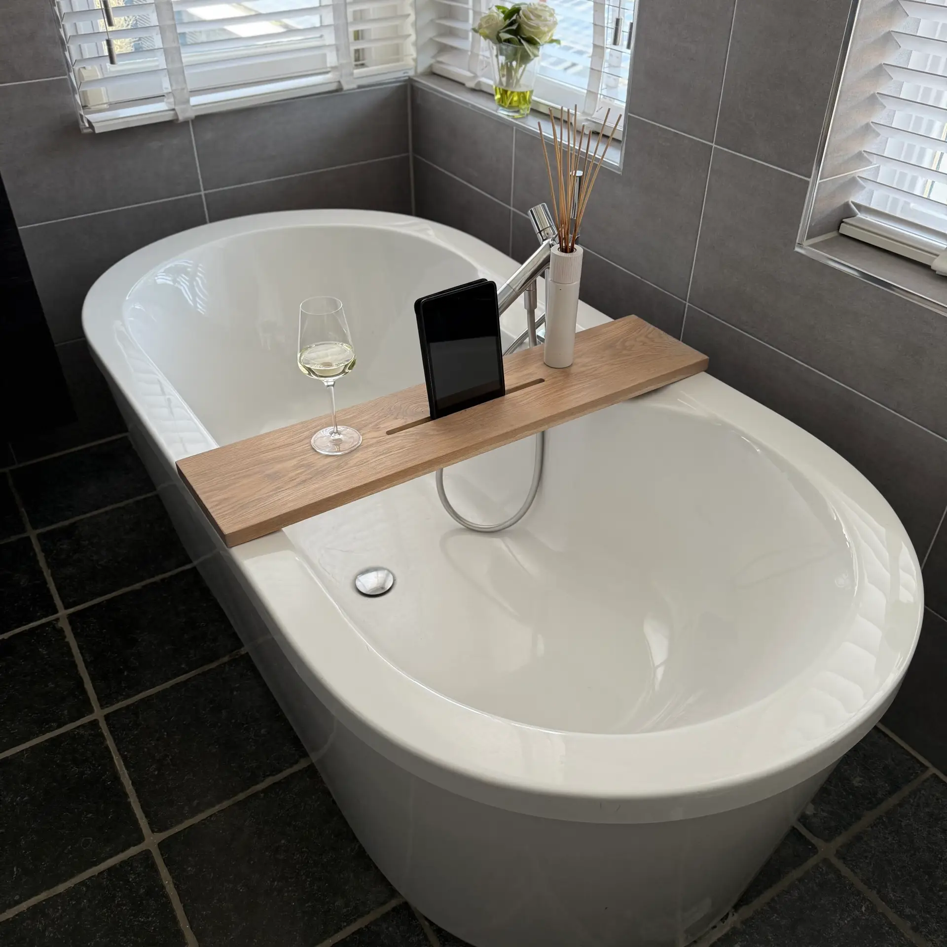 Badplank eikenhout Silver Grey