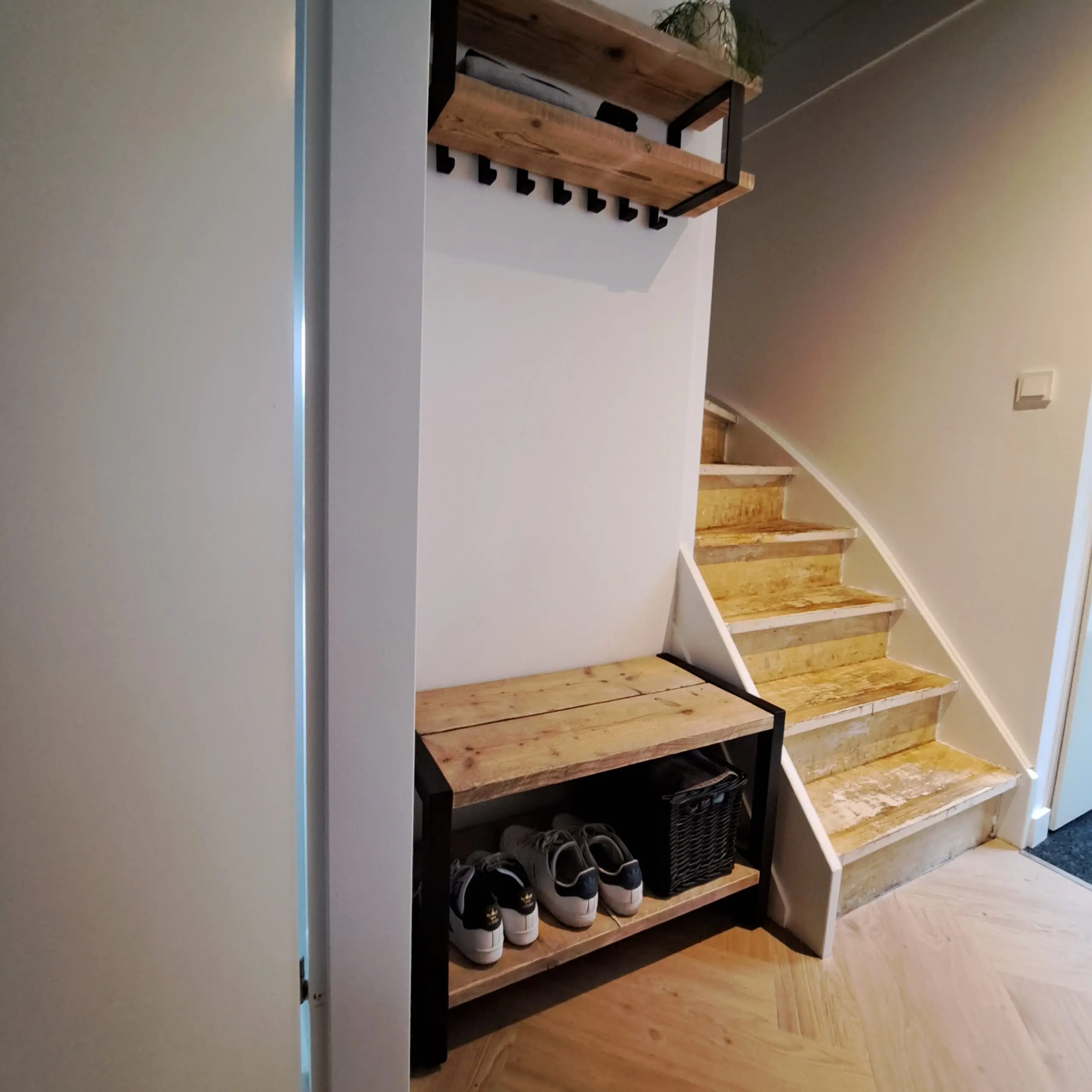 Schoenenrek Authentiek hout met metaal - Afbeelding 4