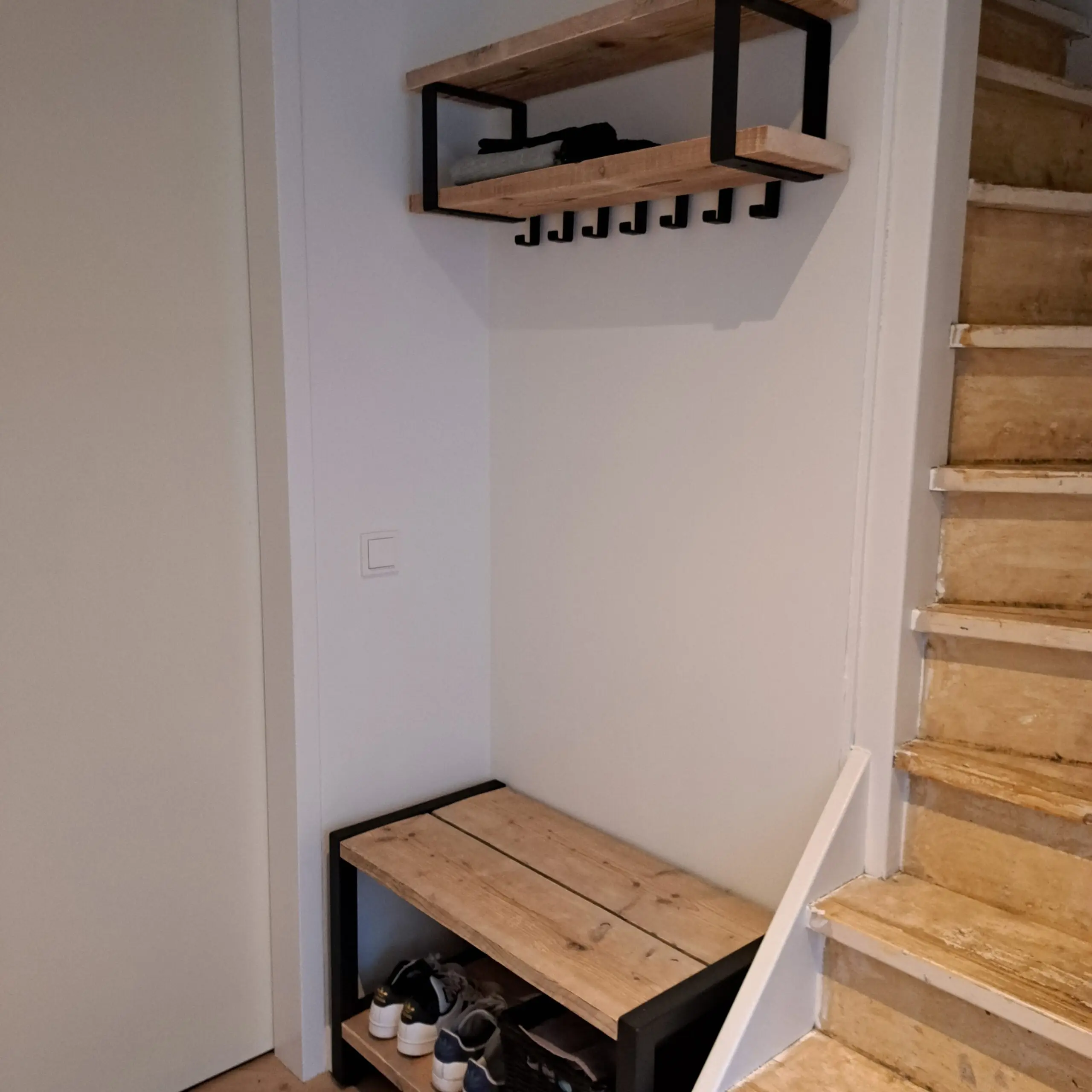 Schoenenrek Authentiek hout met metaal - Afbeelding 5
