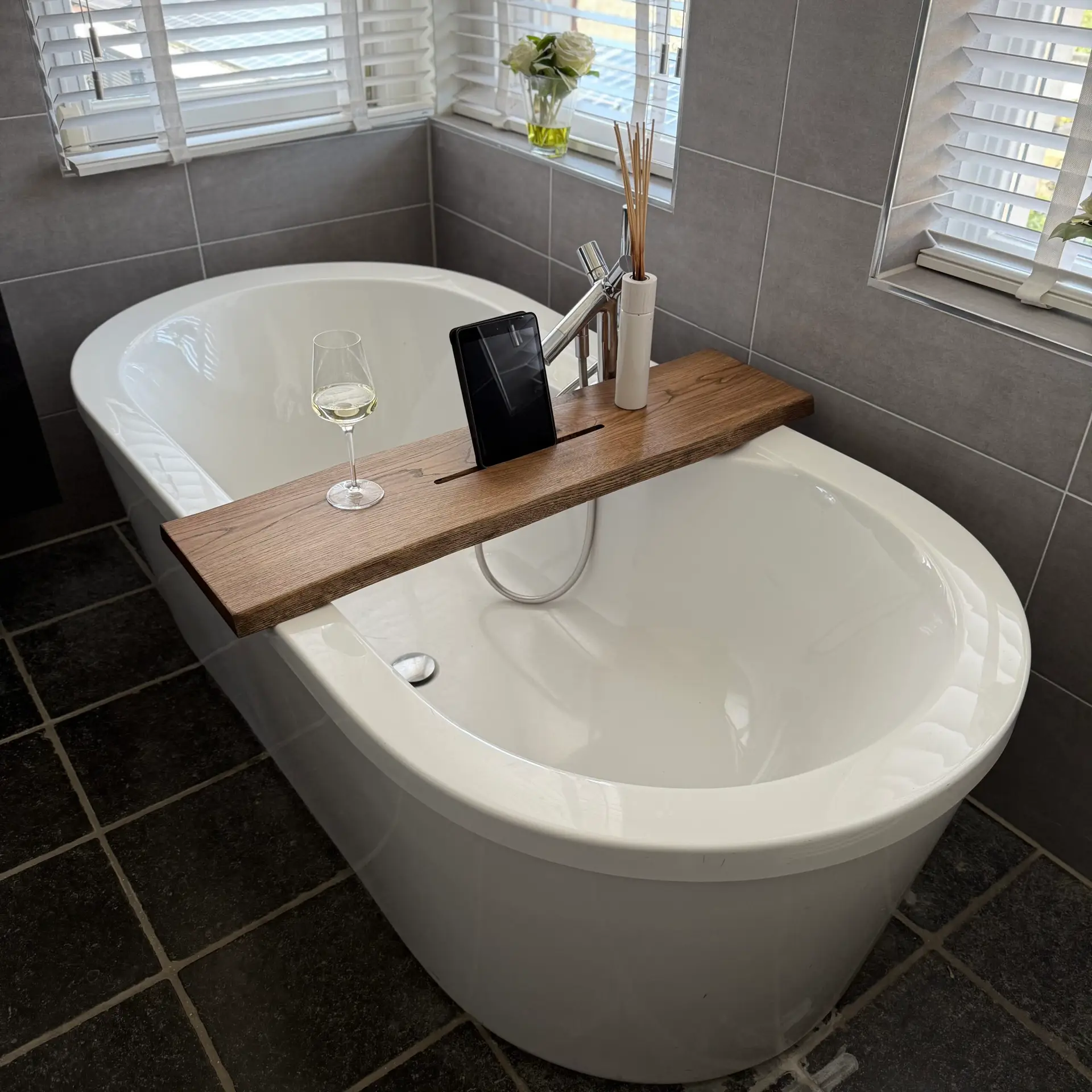 Badplank eikenhout boomstam Black Brown