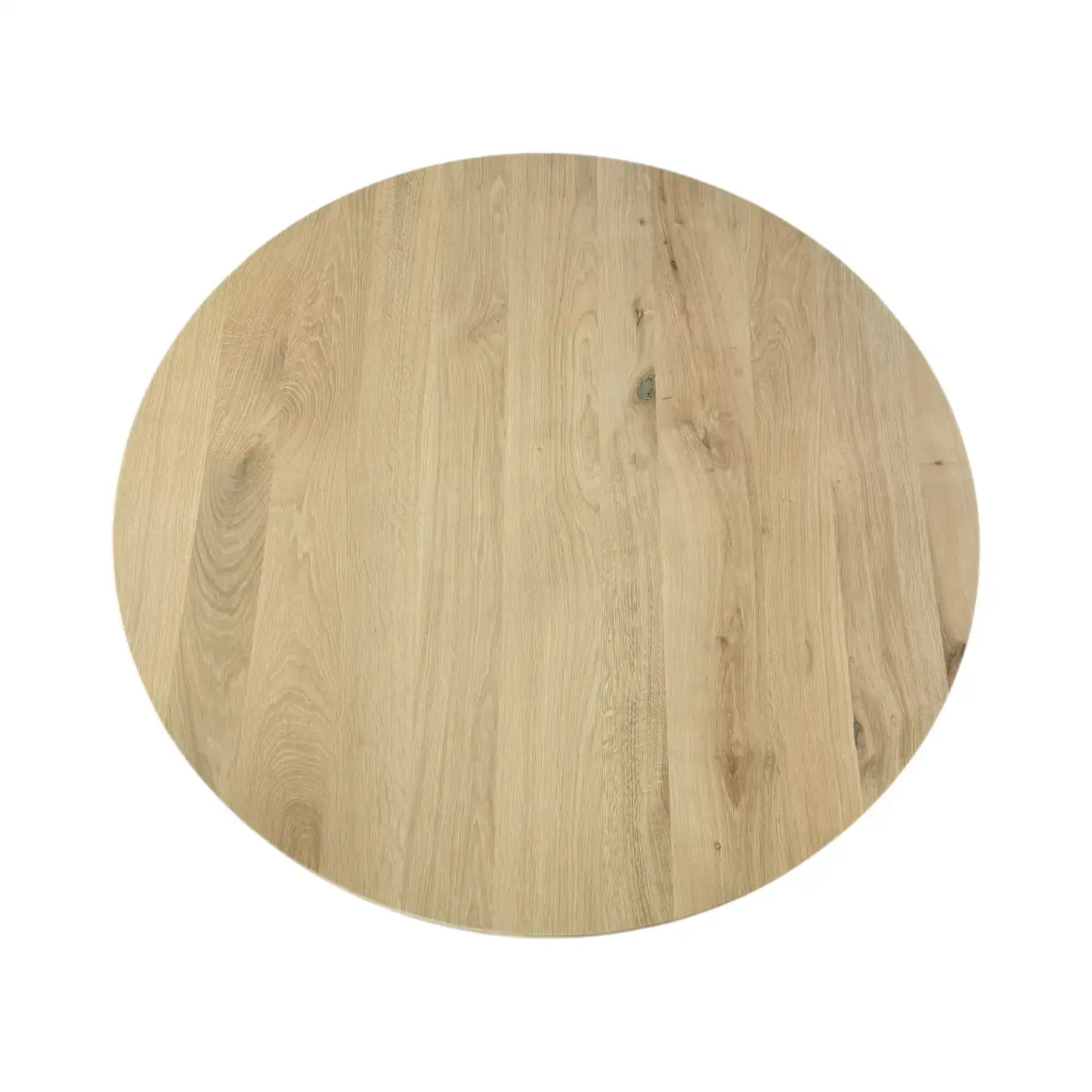 Massief eiken tafel rond houten kolompoot - Afbeelding 4