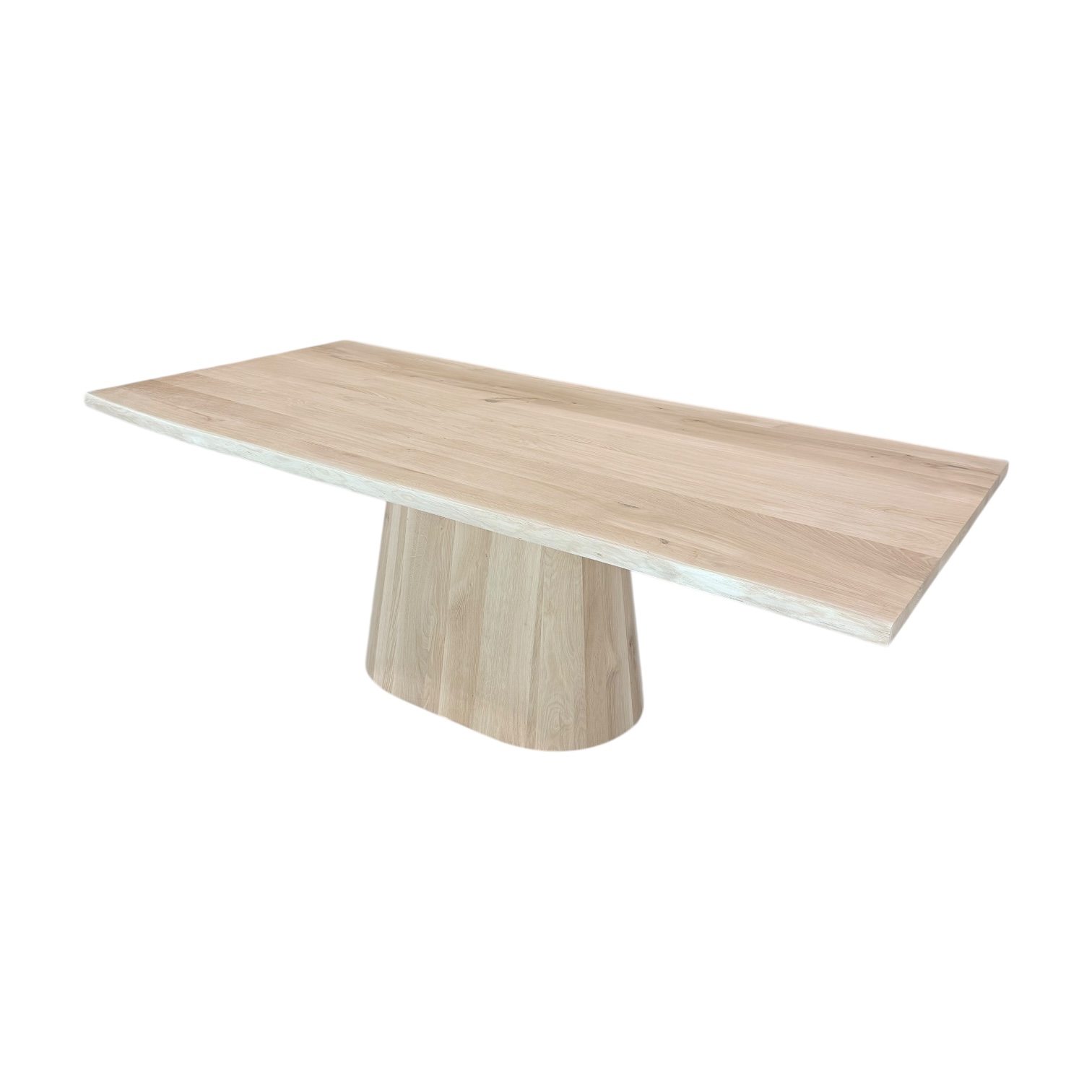 Massief eiken tafel boomstamkant met eiken kolompoot