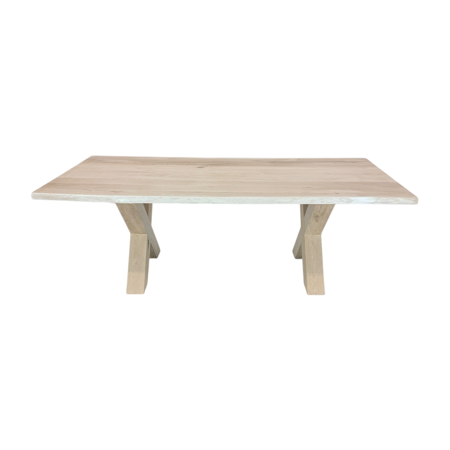 Massief eiken tafel boomstam met eiken X-poten - Afbeelding 3
