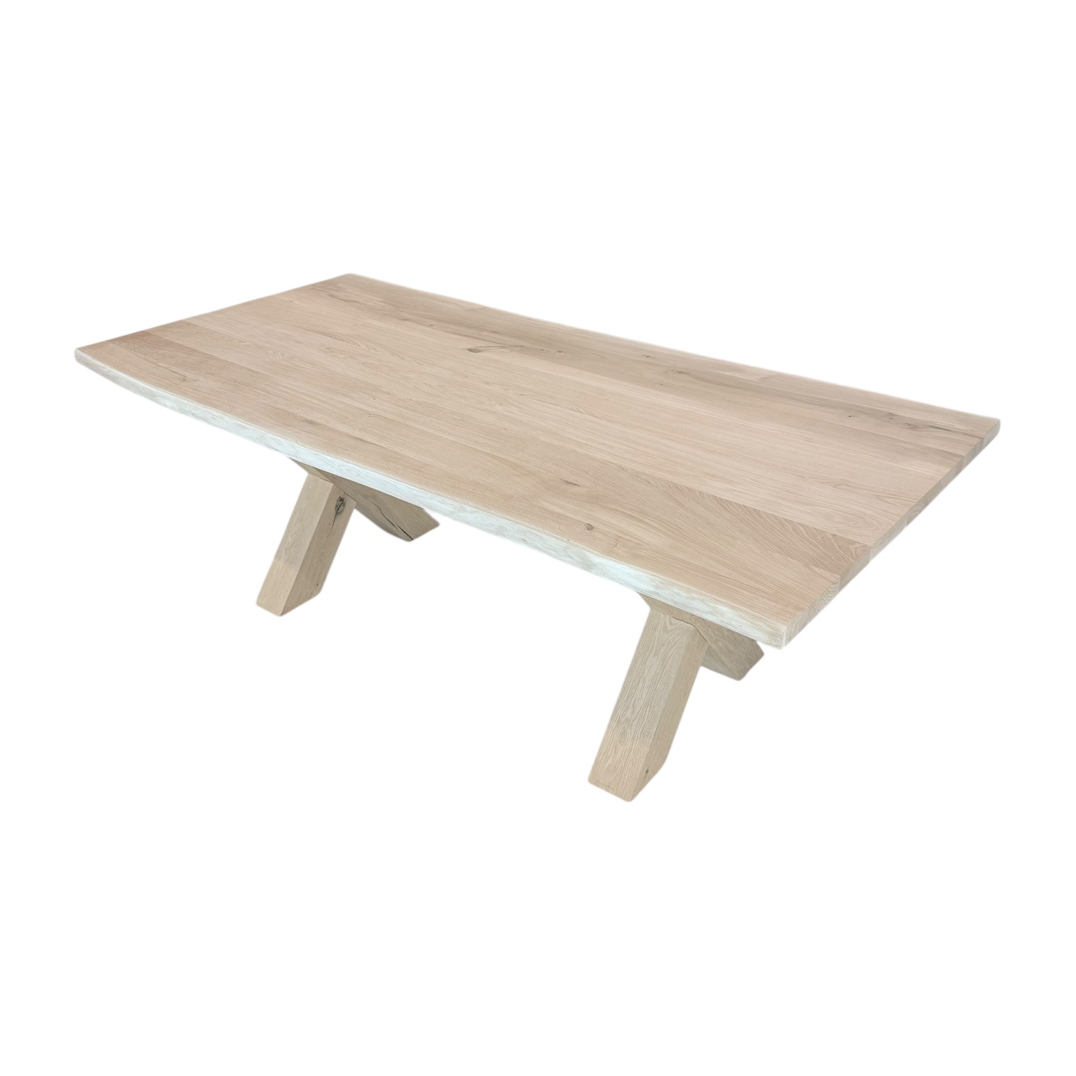 Massief eiken tafel boomstam met eiken X-poten - Afbeelding 5