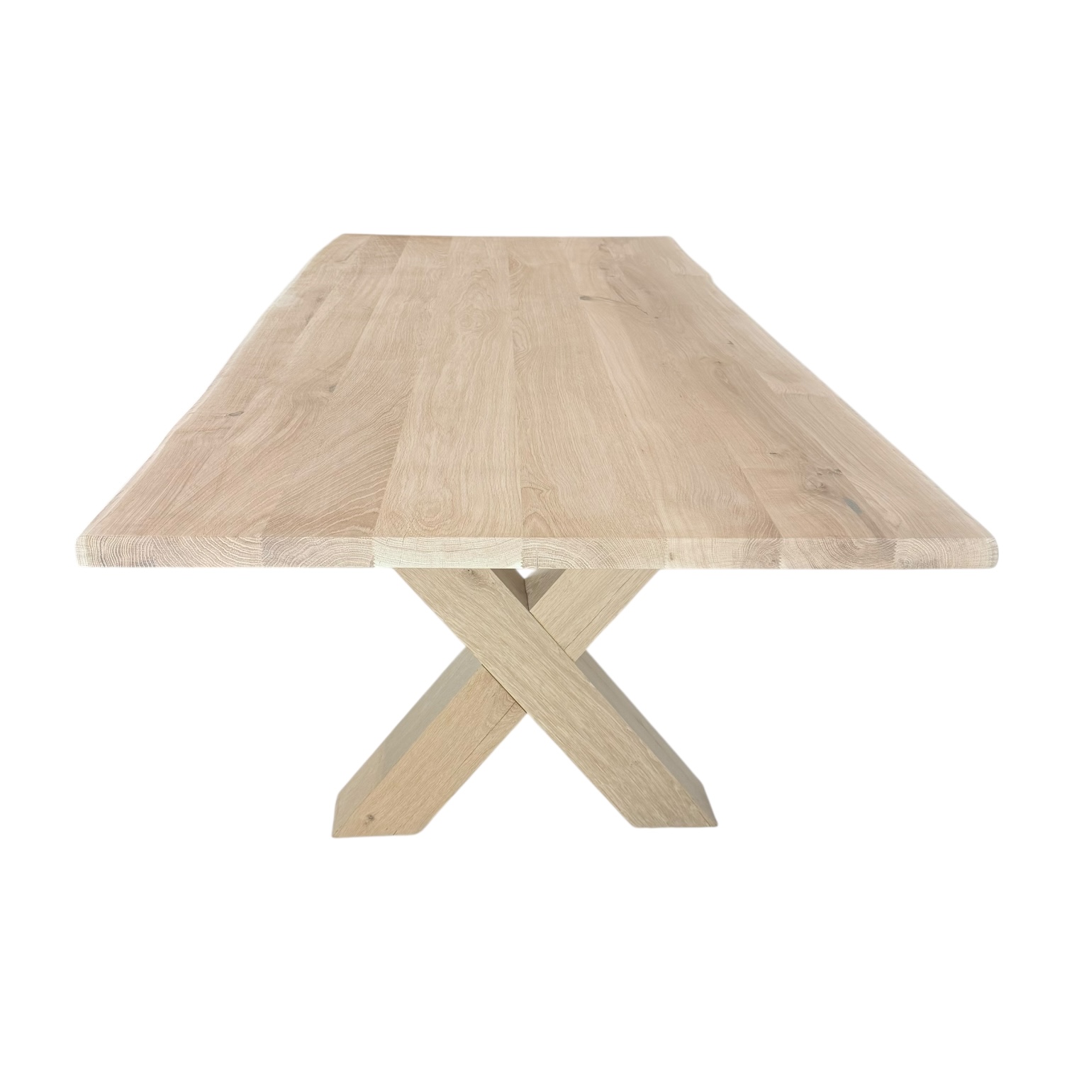 Massief eiken tafel boomstam met eiken X-poten - Afbeelding 7