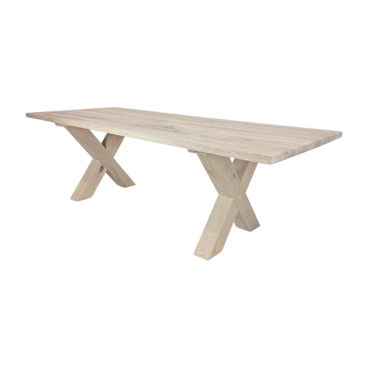 Massief eiken tafel recht met eiken X-poten