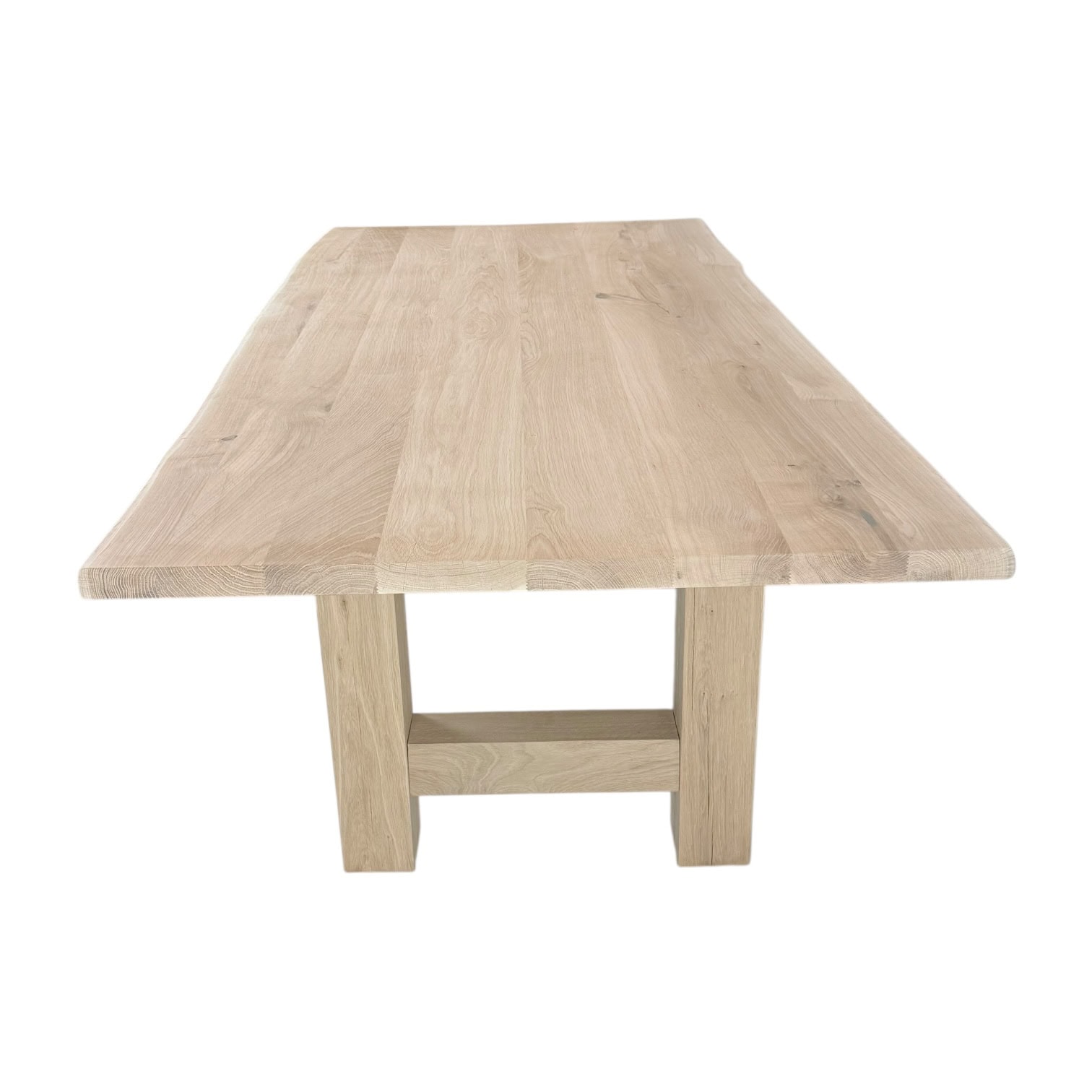 Massief eiken tafel boomstam met eiken A-poten - Afbeelding 2