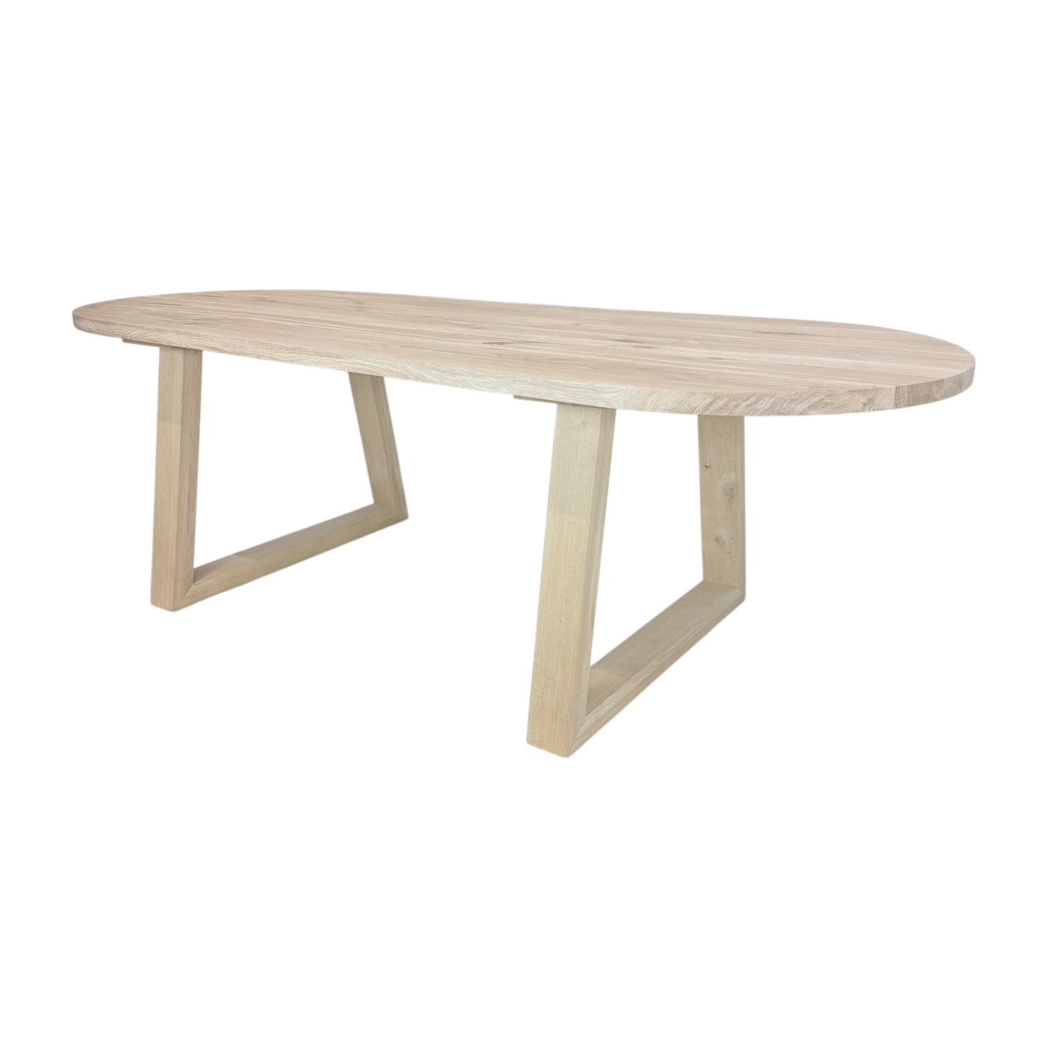 Massief eiken tafel Brits ovaal met eiken trapeziumpoot - Afbeelding 4