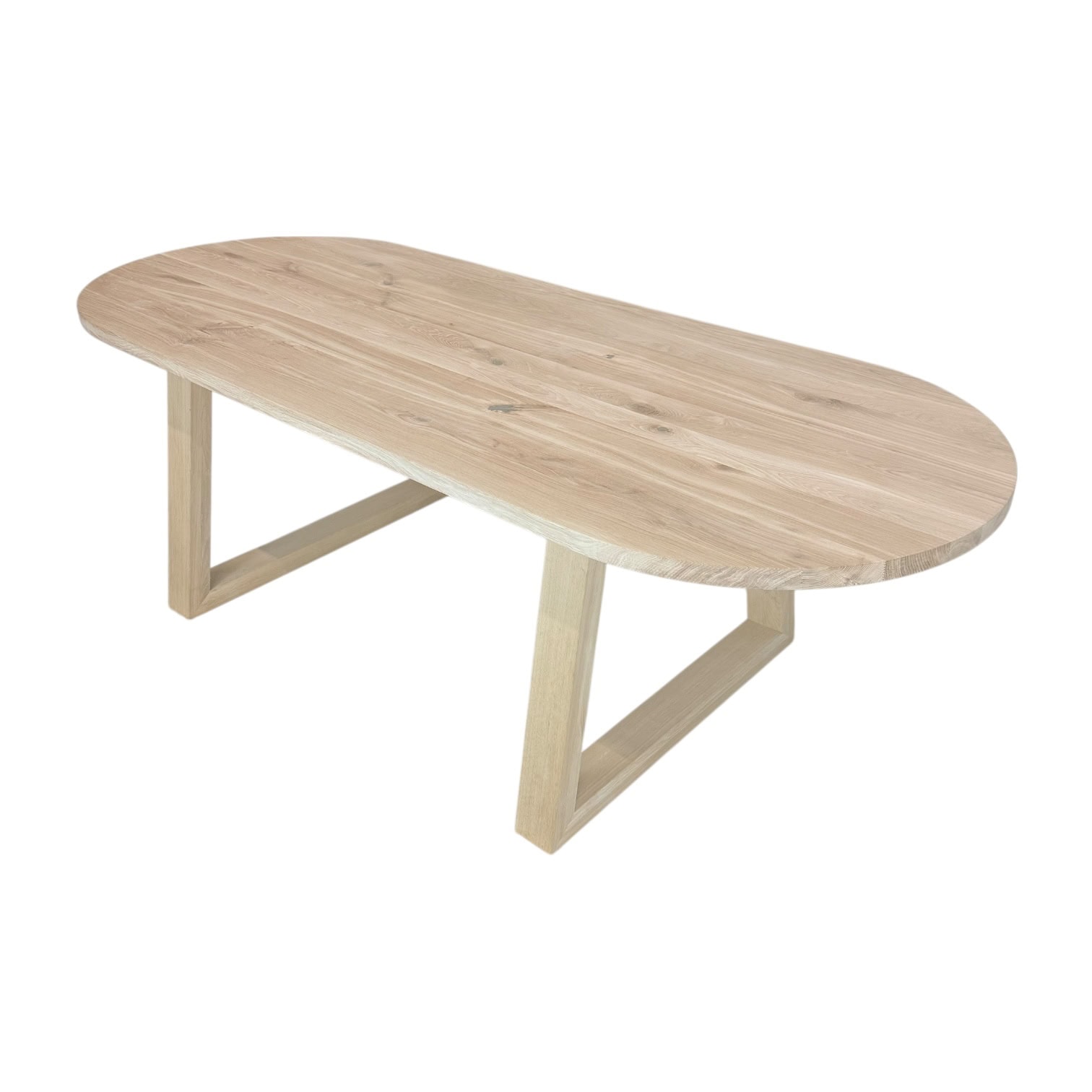 Massief eiken tafel Brits ovaal met eiken trapeziumpoot - Afbeelding 7