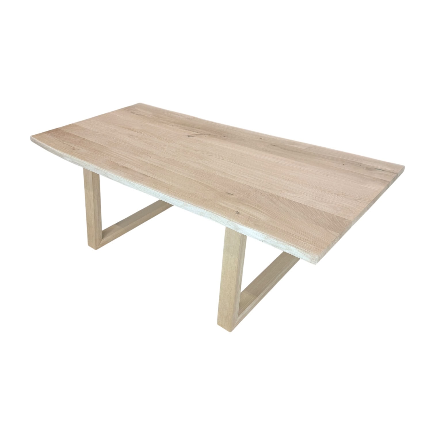 Massief eiken tafel boomstam met eiken trapeziumpoot - Afbeelding 3