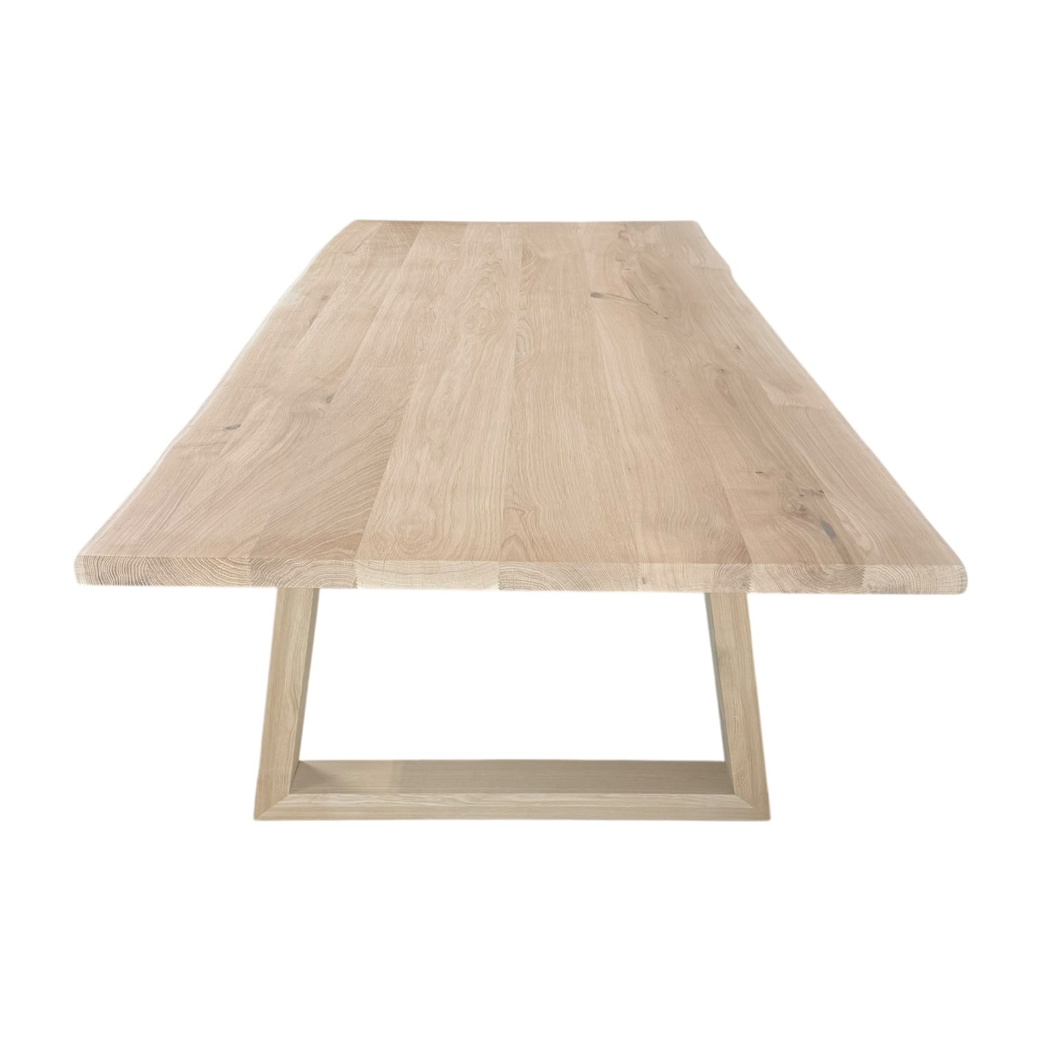 Massief eiken tafel boomstam met eiken trapeziumpoot - Afbeelding 6