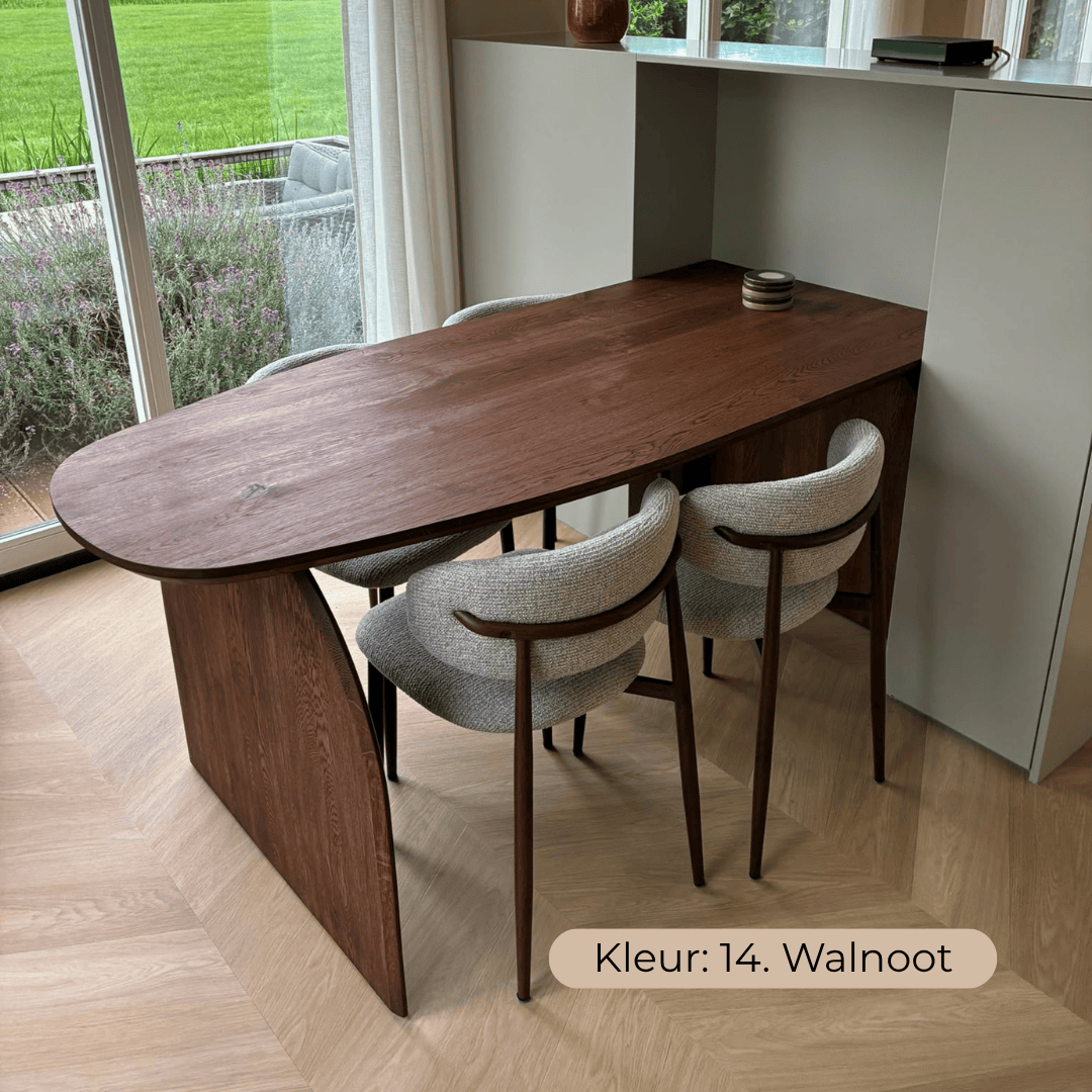 Massief eiken Deens ovale tafel met eiken plathout poten - Afbeelding 9