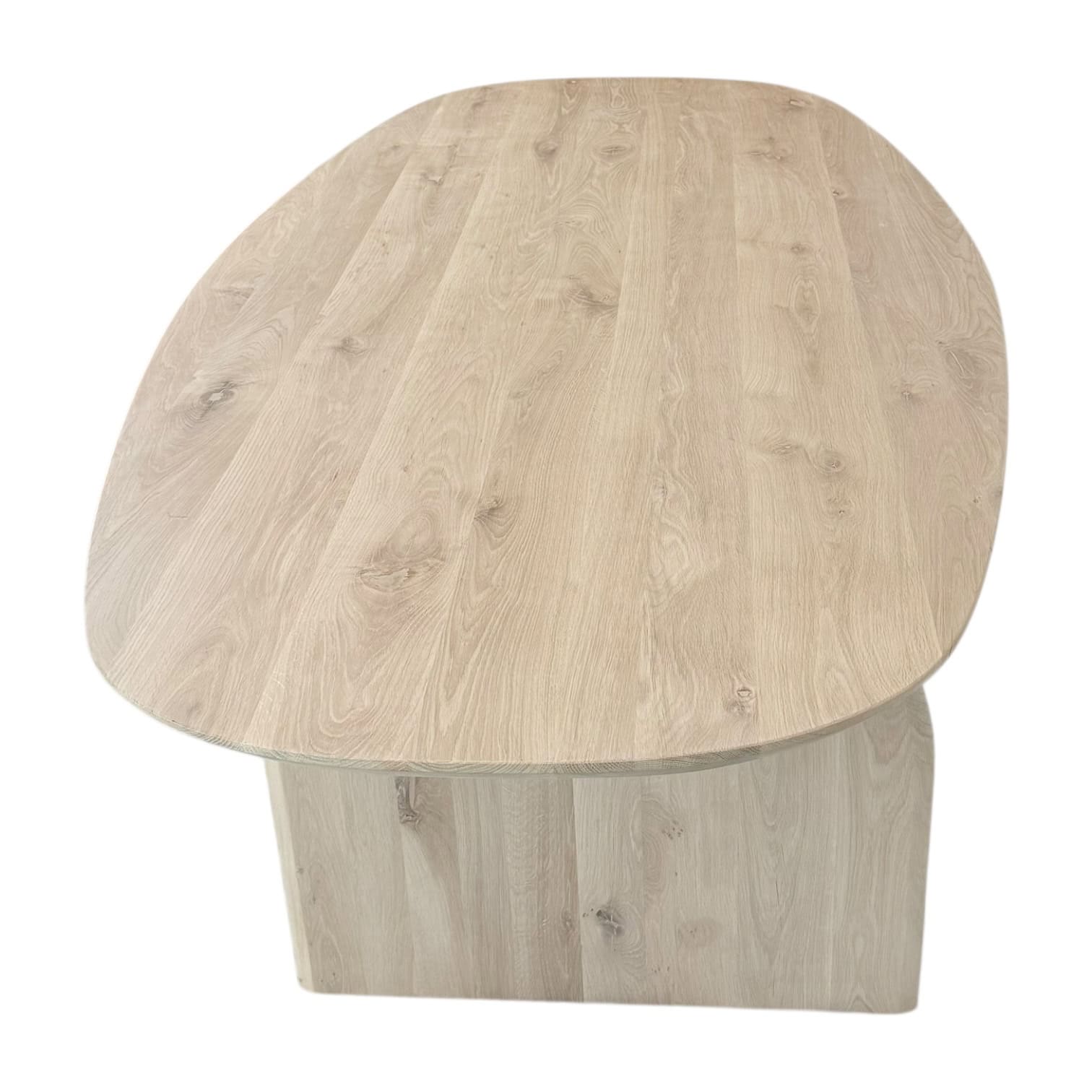 Massief eiken Deens ovale tafel met eiken plathout poten - Afbeelding 6