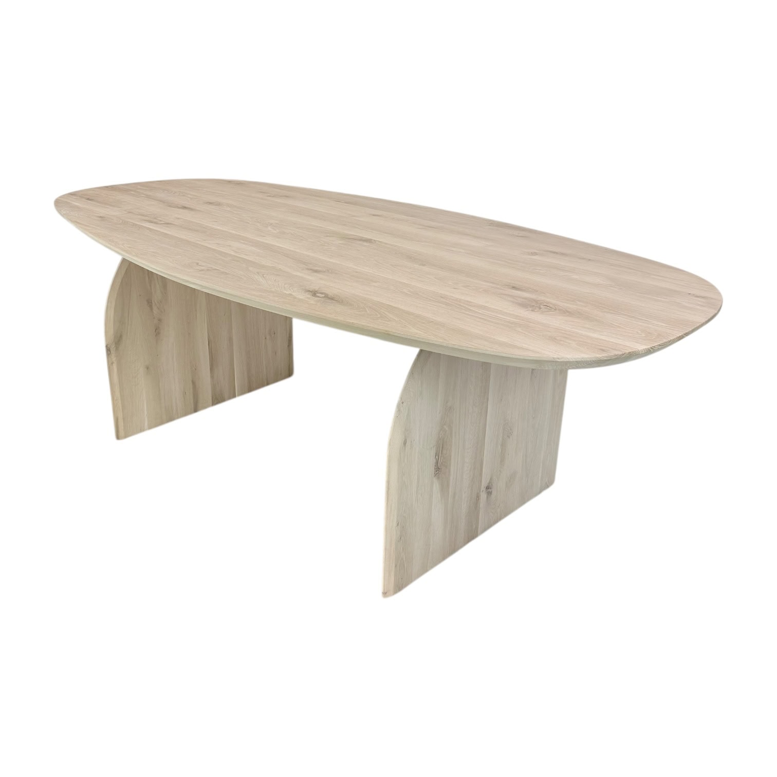 Massief eiken Deens ovale tafel met eiken plathout poten - Afbeelding 7