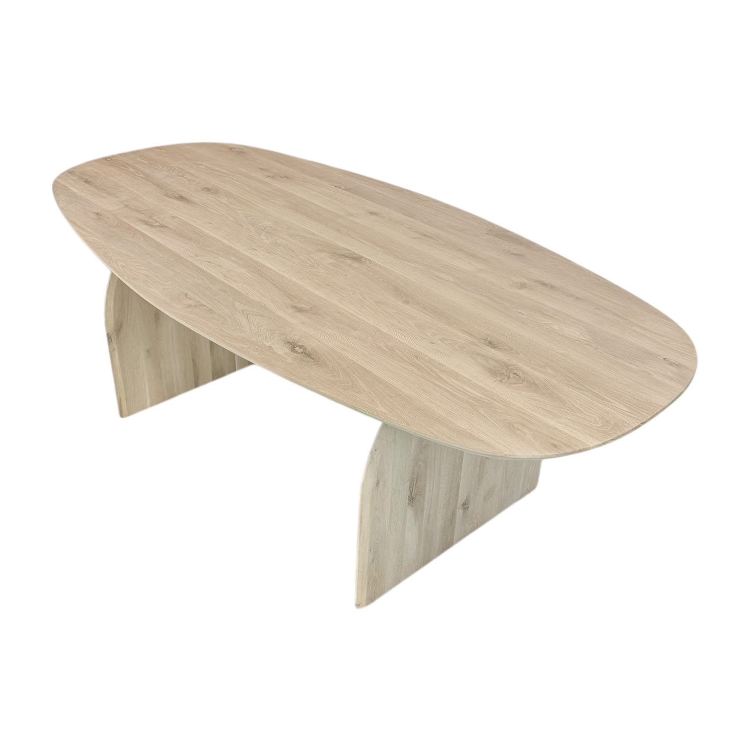 Massief eiken Deens ovale tafel met eiken plathout poten - Afbeelding 4