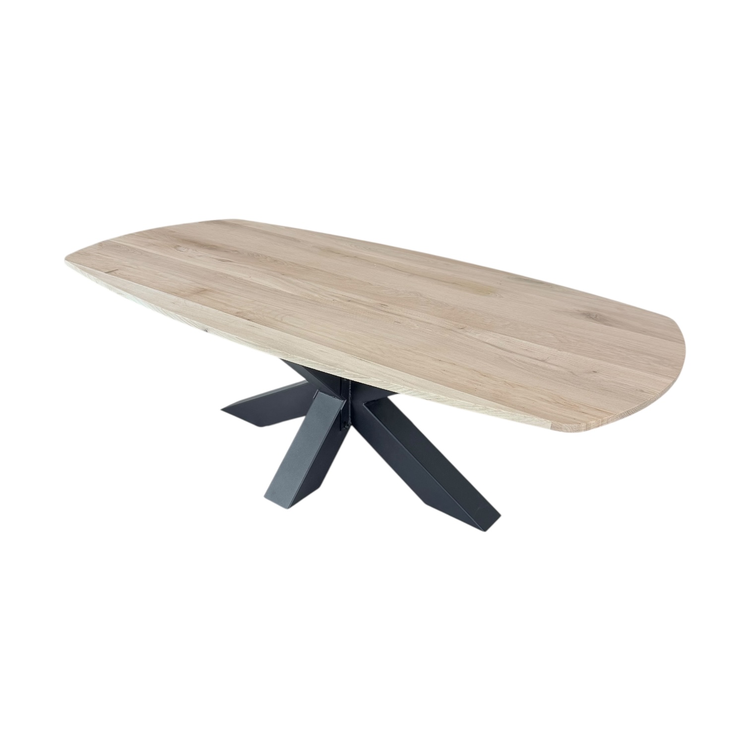 Eiken Deens ovale salontafel rechthoekig met stalen matrix poot - Afbeelding 8