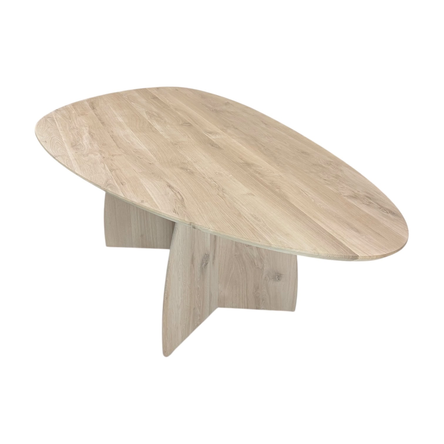 Massief eiken kiezel tafel met eiken driehoek poten - Afbeelding 6