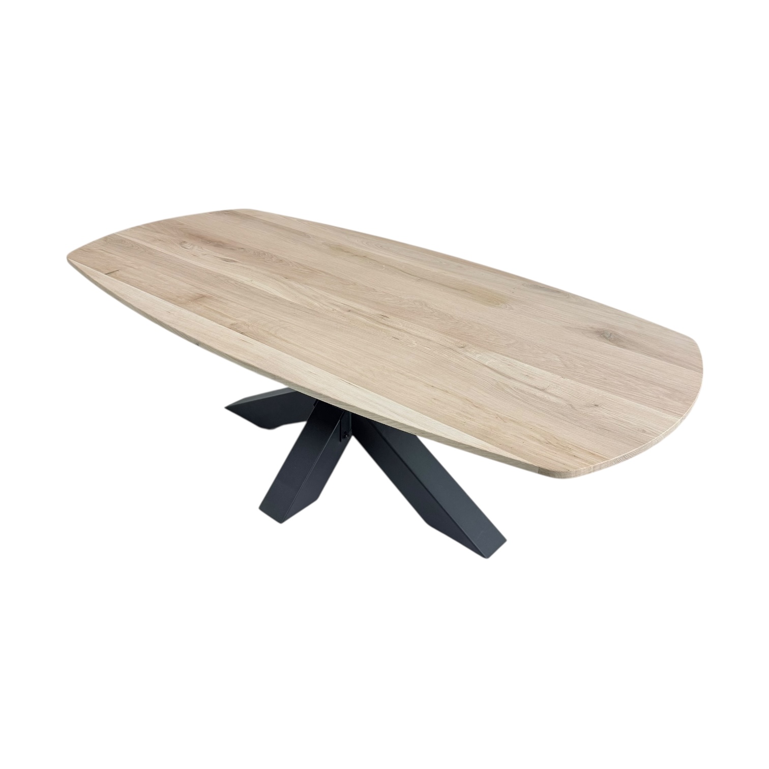 Eiken Deens ovale salontafel rechthoekig met stalen matrix poot - Afbeelding 2