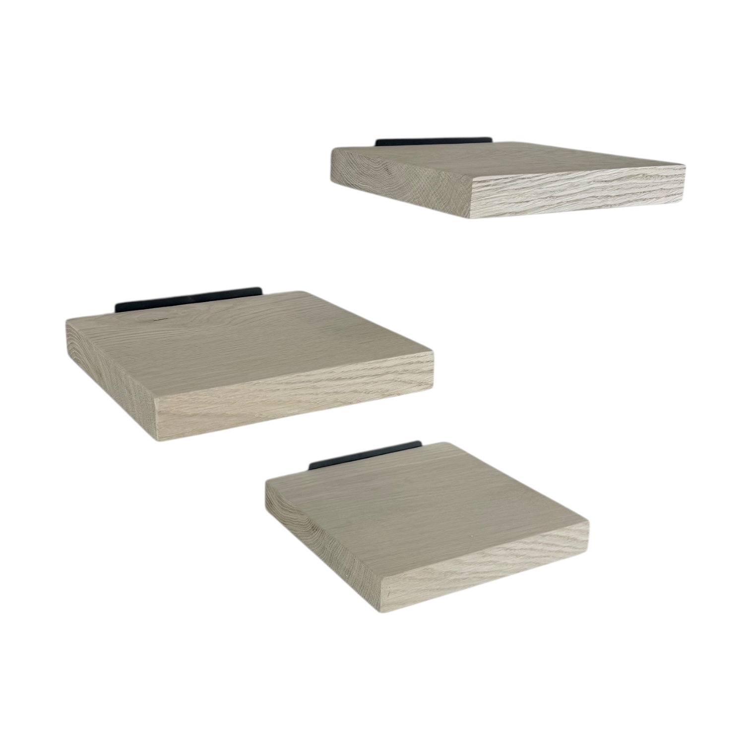 Eiken wandplank set | 3 plankjes & plankdragers